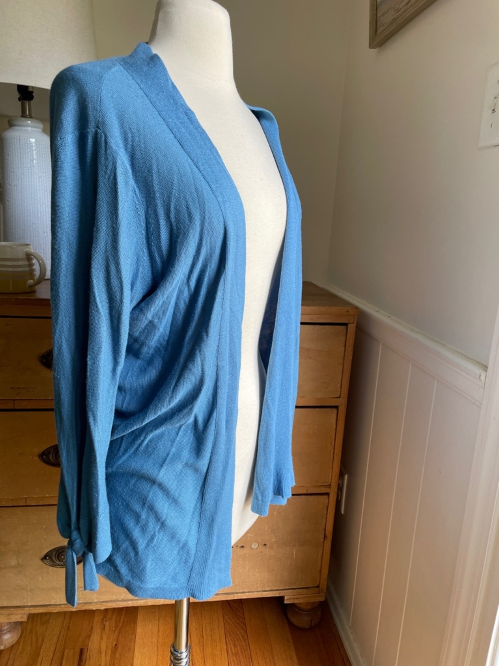 Ann Taylor Open Front Lightweight Cardigan in Sky Blue